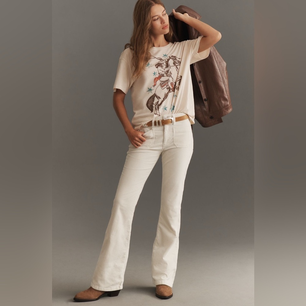 NWT! Anthro The Icon Corduroy Flare Jeans by Pilcro: Mid-Rise Edition Size 31 🕶️